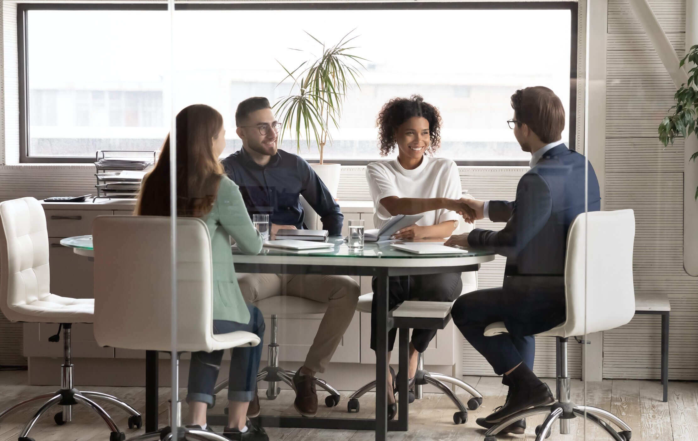 Meeting in a boardroom